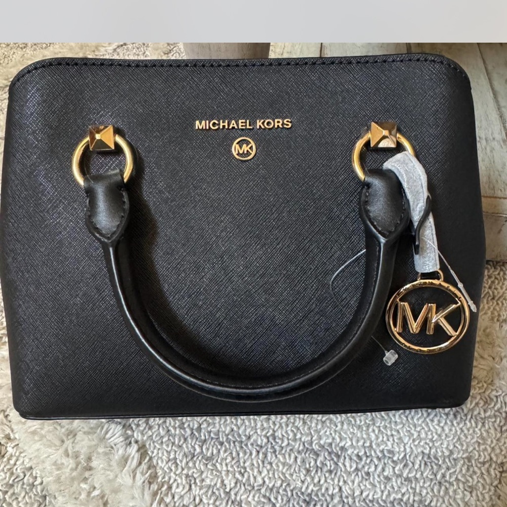 Michael Kors Black Satchel with Gold Accents